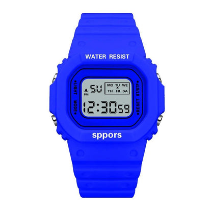 YIKAZE Sports Watch, Unisex, Student-Friendly, LED Electronic Watch, Colorful Square Shape, Waterproof, Rubber Strap, Parallel Import