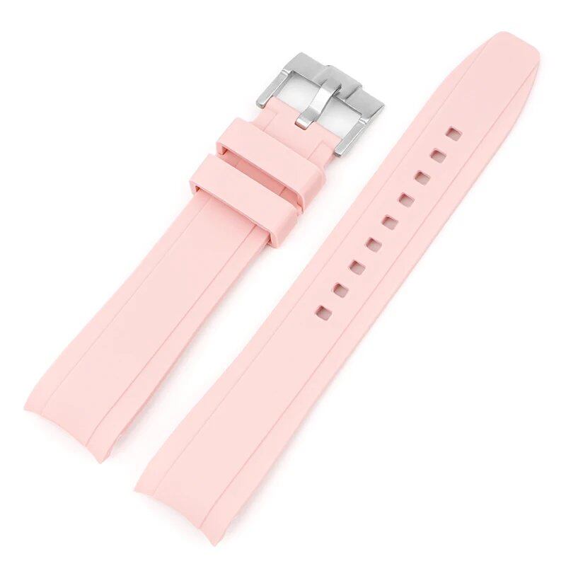 18mm, 19mm, 20mm, 21mm, 22mm Curved End Silicone Rubber Waterproof Universal Strap for Omega Moonwatch Bracelet, Band Color: mm, Parallel Import