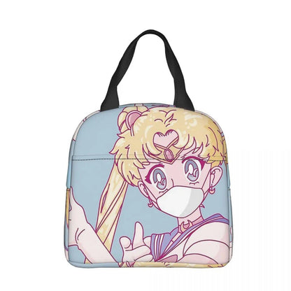 アニメ ムーン かわいい S-S-セーラー 保温ランチバッグ 保冷保熱 ランチボックス 漏れ防止 トートバッグ 学生 ピクニック 男女兼用 サイズ：オプション1;カラー： 並行輸入品