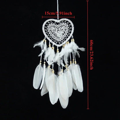 Valentine's Day Bohemian Dream Catcher, Handmade Wall Hanging Feather Wind Chime Pendant, Perfect Gift for Spiritual &amp; Boho Lovers, Parallel Import