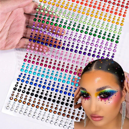 1/5 Random Color Glitter Face Tattoo Stickers for Kids, Sparkly Diamonds, for Costume Parties, Makeup, DIY Tattoo Decals, Parallel Import