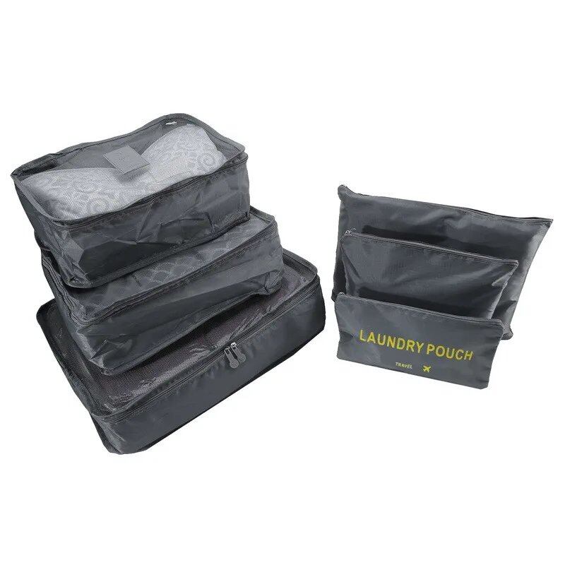 Set of 6 Travel Storage Bags for Clothes, Wardrobe, Suitcase, and Shoe Storage, Packing Cubes, Travel Organization Bags (Parallel Import)