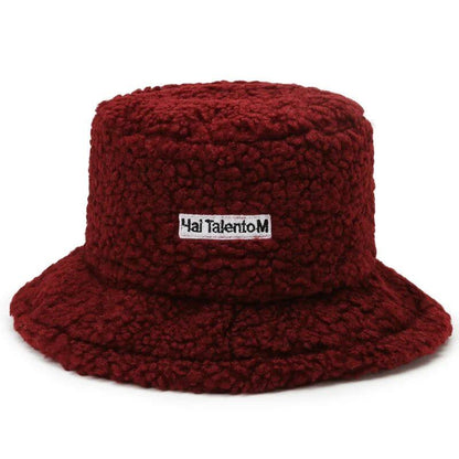 Lambswool unisex bucket hat for men and women, perfect for winter, outdoor activities, and sun protection. Panama fisherman's cap with embroidered lettering. Wholesale chapeau. Sizes: 56-58cm; Parallel import.