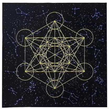 Y1UB Metatron's Cube Crystal Grid Altar Cloth, Tapestry, Tablecloth, Spiritual Cloth for Ritual Use, Sacred Places, and Tarot Table Cover, 0cm, Parallel Import