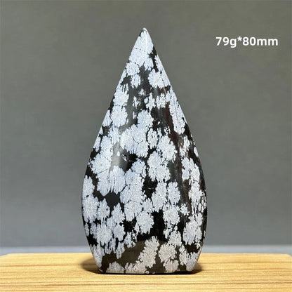 Snowflake Obsidian Freeform Ornament with Natural Quartz, Reiki, Meditation, Healing, Witchcraft, Energy Decoration, Home Gift, Color: Parallel Import