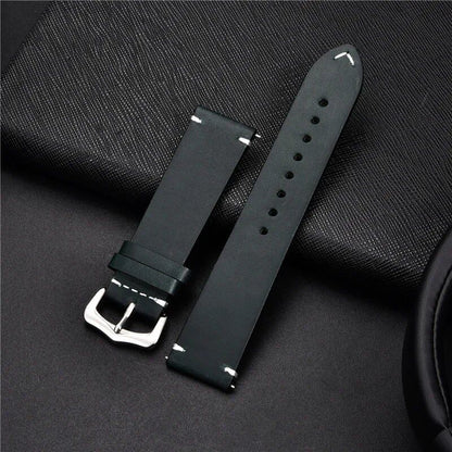 Retro-style genuine leather, oil-waxed finish, aged look, cowhide luxury business watch band, 18, 20, 22, 24mm, Band Color: mm, Parallel Import