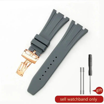 Men's silicone watch band for AP Royal Oak 15400/15703, waterproof and sweatproof, racing style, 28mm, sports strap, compatible with Aibiap watches, size: 26mm; band color: parallel import