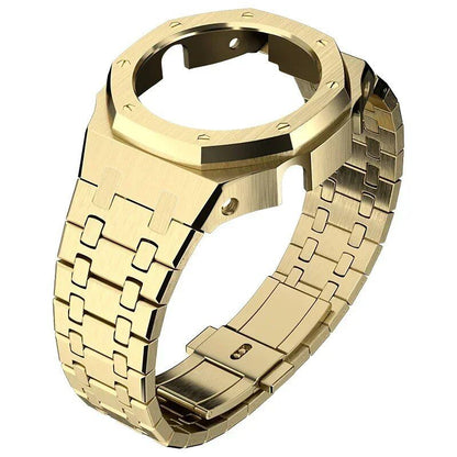 Casio Gen4 Metal Bezel Modification Kit for GA2100 with Stainless Steel Strap and Rubber Watch Case, Compatible with GEN4 GA2100/2110, Band Color: Parallel Import