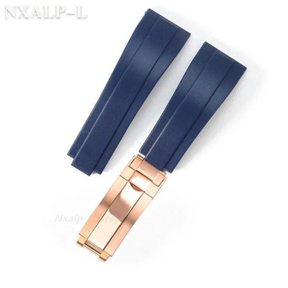 20mm Silicone Rubber Dive Watch Strap Bracelet for Rolex Daytona, Submariner, GMT, and Yacht-Master, 9x9mm, Fine-Adjust Buckle, Size: No Logo; Band Color: Black; Band Width: 20mm, Parallel Import