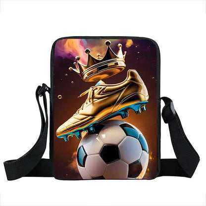 クールなゴールデンサッカー クラウンプリント クロスボディバッグ 熱血フットボール スポーツハンドバッグ ティーン向け 男女兼用 携帯ホルダー付き ブックバッグ カラー：xkbg 並行輸入品