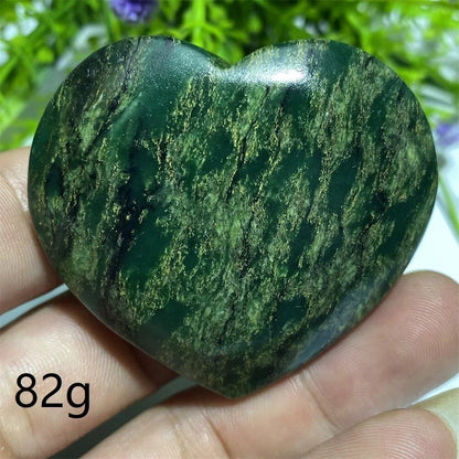 天然水晶 エメラルド原石 ハート型 パームストーン スピリチュアル 瞑想 ヒーリング クリスタル インテリア  並行輸入品