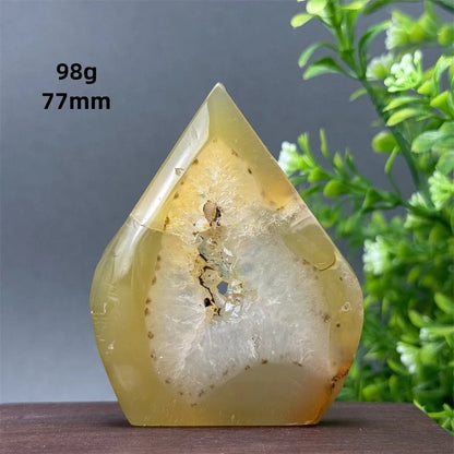 Natural Yellow Agate Geode, Freeform Torch, Mineral Energy, Home Furnishings, Meditation, Aura, Prayer, Altar, Gift, Parallel Import