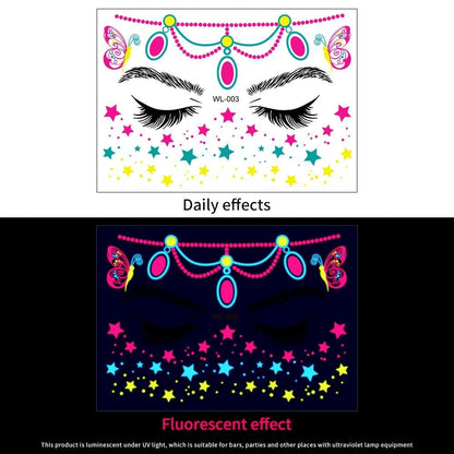 1/5/8-Piece 3D Face and Eye Tattoo Stickers for Party Makeup, Diamond Rhinestone Stickers, Self-Adhesive Mixed Crystal Face Decoration Stickers, Parallel Import