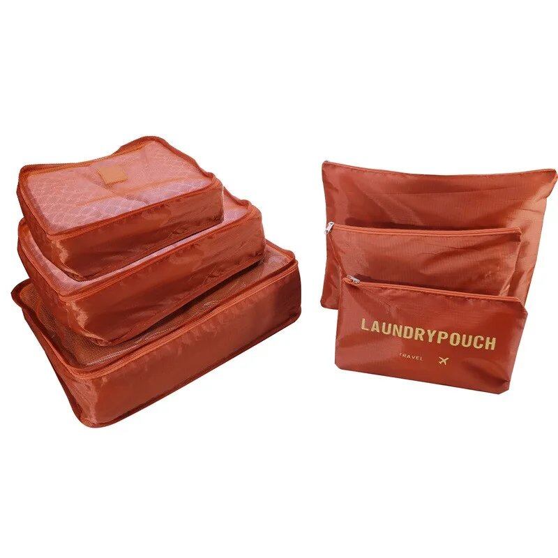 Set of 6 Travel Storage Bags for Clothes, Wardrobe, Suitcase, and Shoe Storage, Packing Cubes, Travel Organization Bags (Parallel Import)