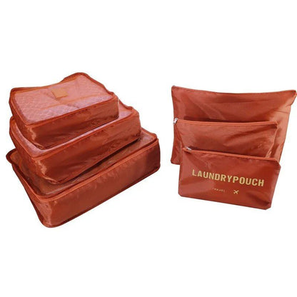 Set of 6 Travel Storage Bags for Clothes, Wardrobe, Suitcase, and Shoe Storage, Packing Cubes, Travel Organization Bags (Parallel Import)