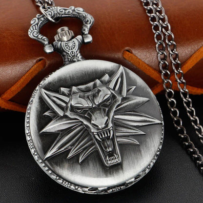 Bronze Antique Western Werewolf Embossed Quartz Pocket Watch, Vintage Men's Fob Chain Watch, Gift for Women and Kids, Parallel Import