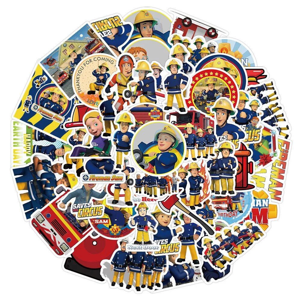 10/30/50-Piece Set of Fireman Sam Cartoon Stickers for Safety Education, DIY, Laptops, Suitcases, Skateboards, Graffiti Decals, Kids Toys, Color: 0, Parallel Import