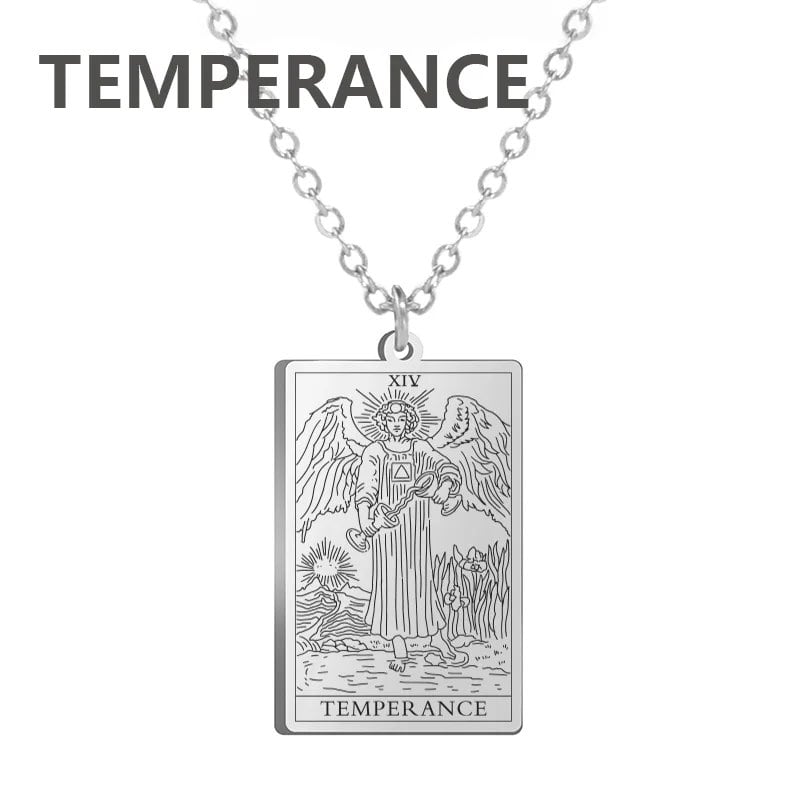 Stainless Steel Classic Tarot Card Pendant Necklace, Major Arcana, Gypsy Tarot, Divination Necklace, Jewelry, Mother's Day Gift, Parallel Import