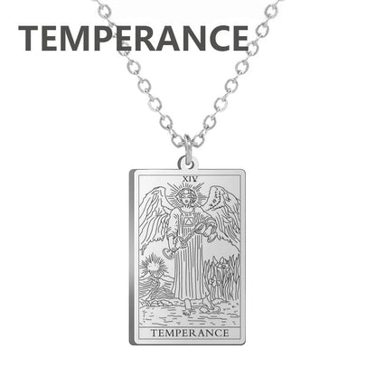 Stainless Steel Classic Tarot Card Pendant Necklace, Major Arcana, Gypsy Tarot, Divination Necklace, Jewelry, Mother's Day Gift, Parallel Import