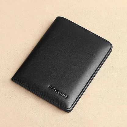 本革 メンズRFIDブロック スリム縦型財布 薄型ミニマリスト 小銭入れ ブルー  並行輸入品