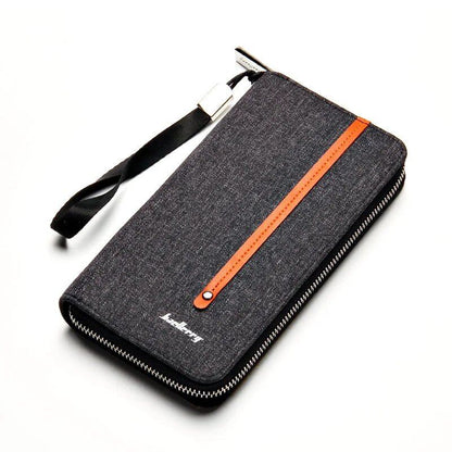 ベアレリー ロングキャンバス レザー メンズウォレット 大容量 スマホコインポケット クレジットカードホルダー 男性用パース クラッチバッグ 色： 並行輸入品