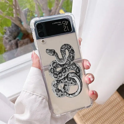 スピリチュアルスネーク スマホケース Samsung Galaxy Z Flip 6/5/4/3用 クリア ハード 折りたたみカバー Z Flip 5対応 透明 ファンダ カラー：スタイル 並行輸入品