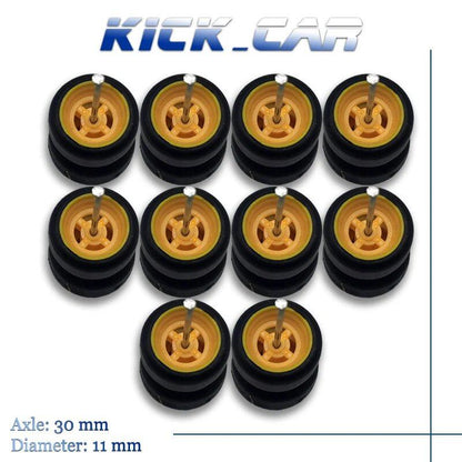 1/64 Scale 4-Spoke Wheels with Fixed Rubber Tires, Custom Parts for Toy Models and Diecast Cars, Compatible with Hot Wheels (Set of 5, for 5 Cars), Color: Parallel Import