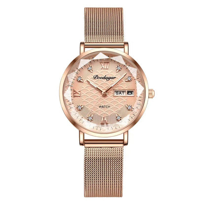 POEDAGAR Women's Watch, New Fashion, Luxury Stainless Steel Bracelet, Simple Rose Gold, Waterproof, Luminous, Color: 3011, Rose Gold, Parallel Import