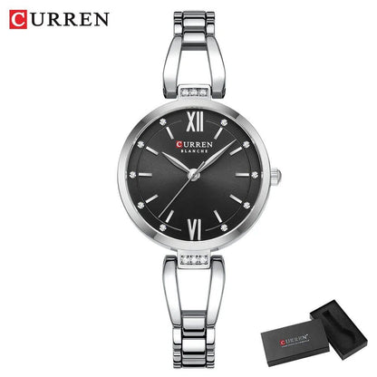 Karen Women's Quartz Watch, Luxury Fashion Rhinestone and Stainless Steel Band, High-Quality, Parallel Import