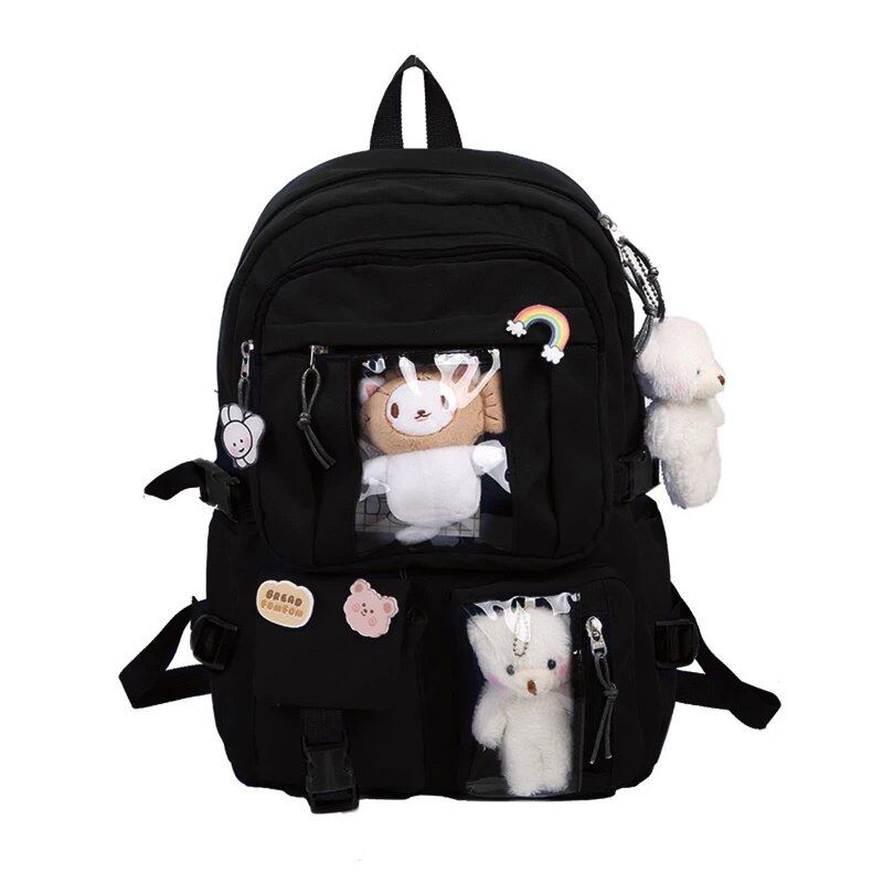 ニュースクールバックパック かわいいノートPCリュック 学生用ブックバッグ ナイロン製 カジュアルトラベルバッグ ティーンガールズ・レディース向け 色 並行輸入品
