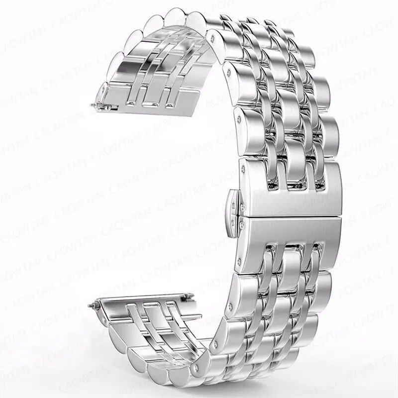 22mm and 20mm Stainless Steel Bands for Samsung Galaxy Watch 3, 4, 5 (45mm), Gear S3 (46mm and 42mm), and Active 2 (40mm and 44mm) - Compatible with Amazfit BIP 2 and GTR. Band Color: mm; Ships from: Parallel Import