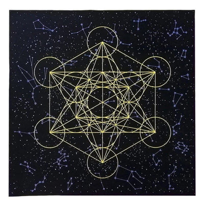 Y1UB Metatron's Cube Crystal Grid Altar Cloth, Tapestry, Tablecloth, Spiritual Cloth for Ritual Use, Sacred Places, and Tarot Table Cover, 0cm, Parallel Import