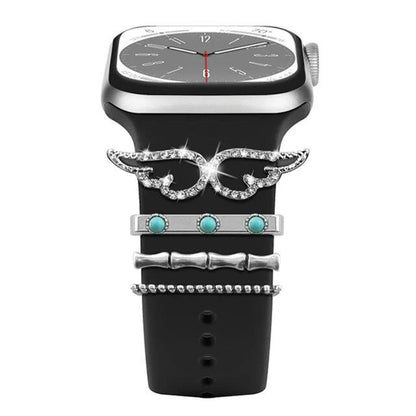 Diamond Jewelry-Embossed Band for Apple Watch Ultra 2, 9, 8, and 7, Compatible with Samsung and Huawei, 20/22mm Bracelet Strap, Band Color: ; Ships from: Parallel Import