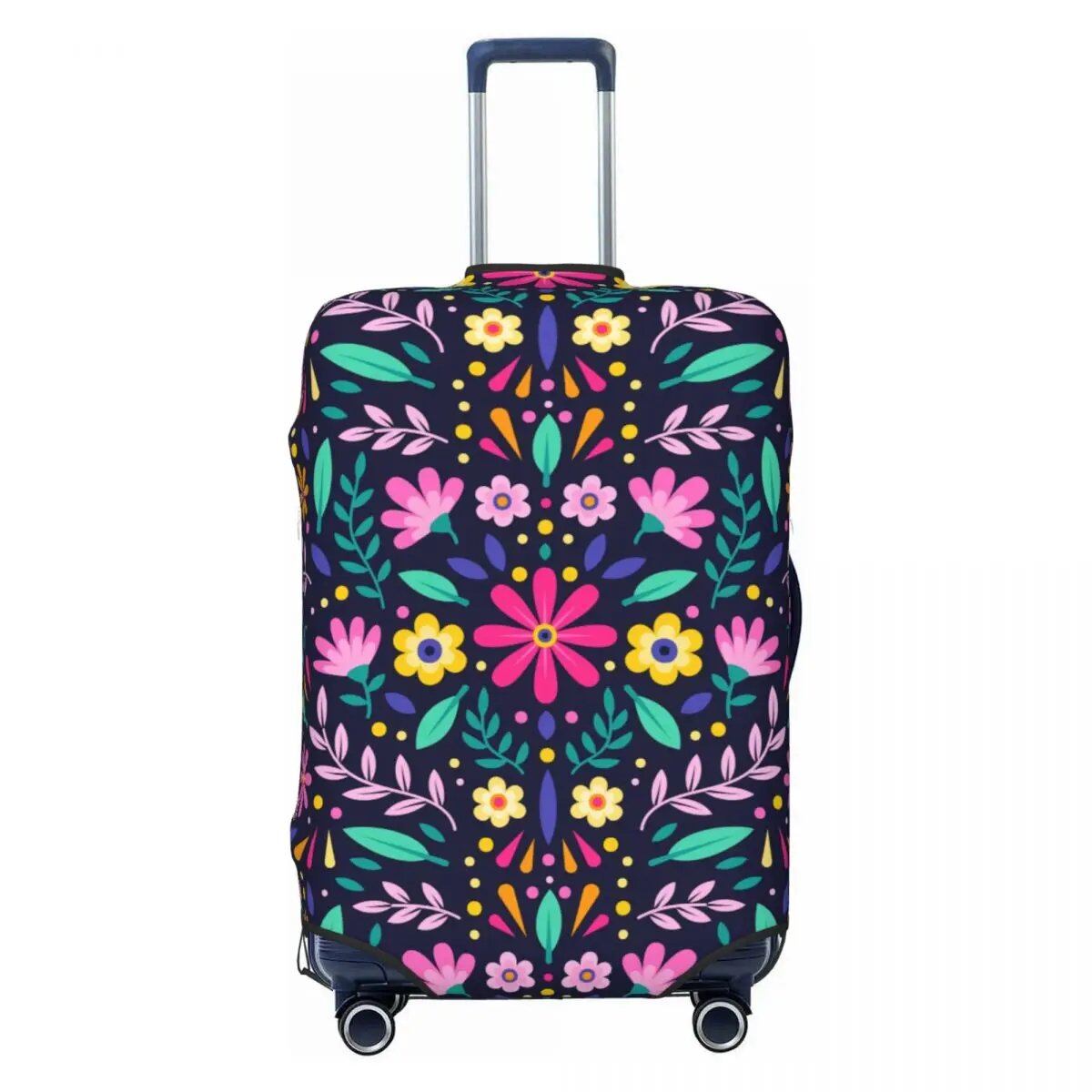 カスタムカラフルフローラルメキシカンフラワー スーツケースカバー エラスティック トラベル 荷物保護カバー 18-32インチ対応 サイズ： 並行輸入品