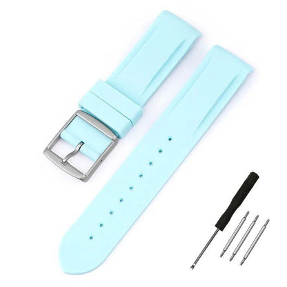 New 20mm Bent End Rubber Watch Strap for Omega Moonwatch, Joint Constellation, Men's Waterproof Sports Watch Band, Band Color: 20mm; Band Width: 20mm, Parallel Import
