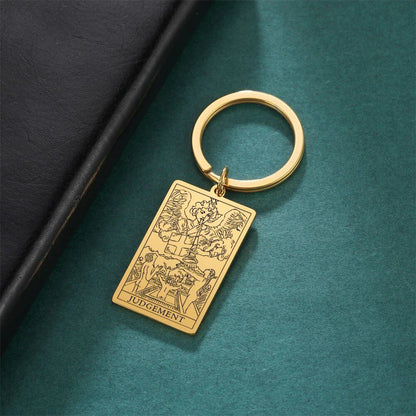 Tarot Card Keychain, Major Arcana Pendant Keyring, Vintage Amulet, Lucky, Stainless Steel, Wiccan Jewelry, Mother's Day Gift, Parallel Import