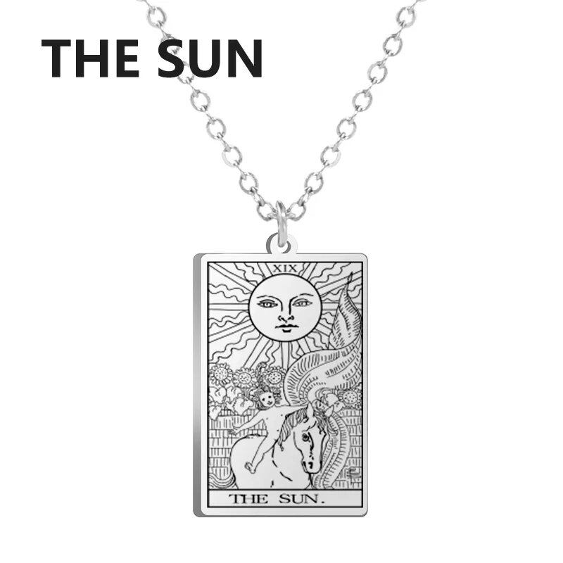 Stainless Steel Classic Tarot Card Pendant Necklace, Major Arcana, Gypsy Tarot, Divination Necklace, Jewelry, Mother's Day Gift, Parallel Import