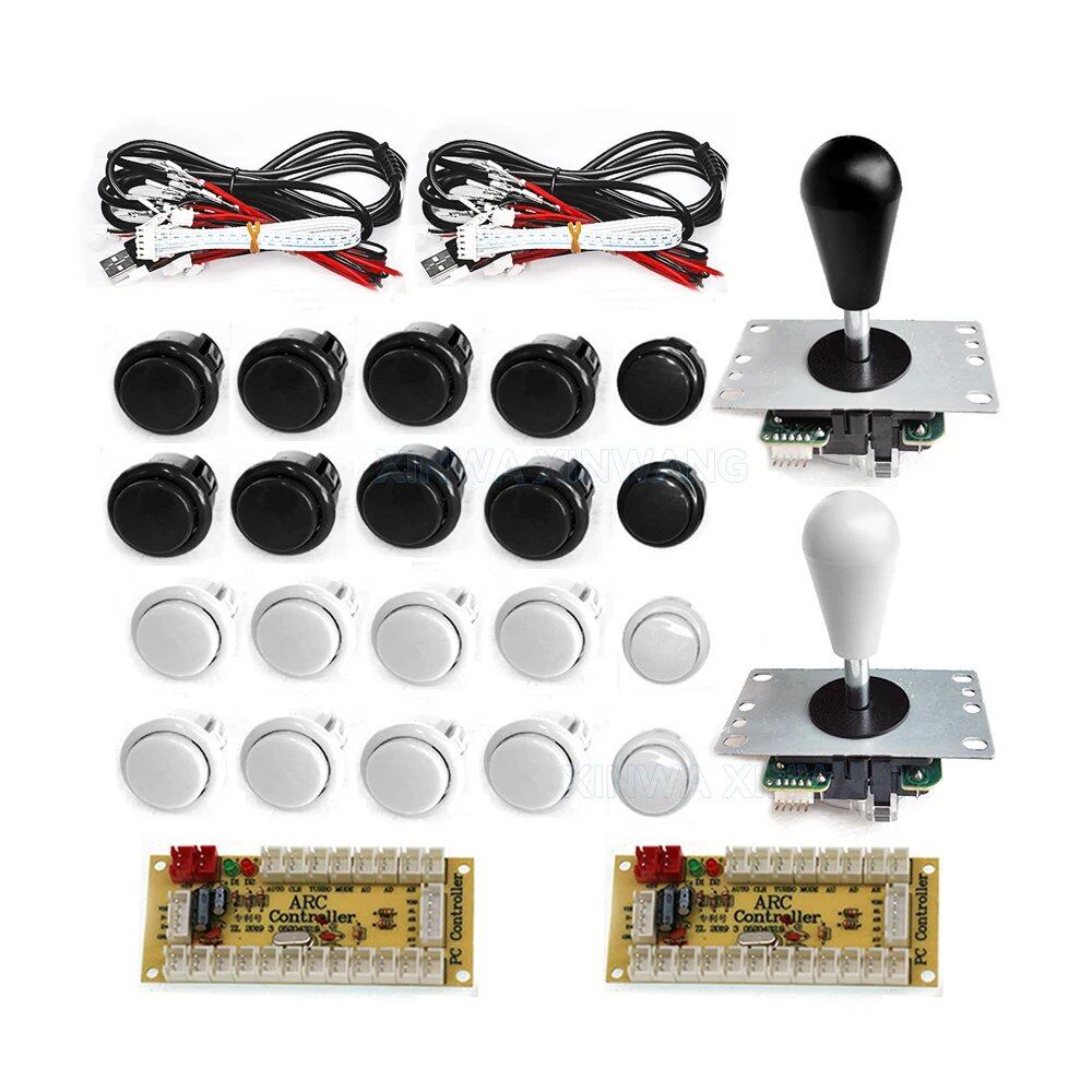 SANWA 8-Way Joystick, Zero Delay USB Controller, DIY Game Arcade Joystick Kit with 24/30mm Push Buttons, for PC and Raspberry Pi, Color: Imported