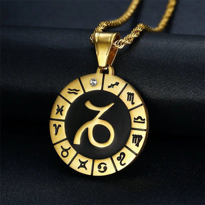 Leo 12 Zodiac Sign Necklace, Birthday Gift, Gold-Colored Stainless Steel Amulet Pendant, Zodiac Sign Jewelry, Wholesale, Parallel Import