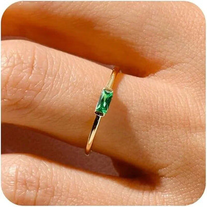 Sparkling 12-Color Birthstone Ring, Stainless Steel, Gold Plated, Zircon, Zodiac Sign, Women's Jewelry, Birthday Gift, Parallel Import