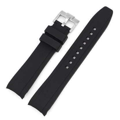 18mm, 19mm, 20mm, 21mm, 22mm Curved End Silicone Rubber Waterproof Universal Strap for Omega Moonwatch Bracelet, Band Color: mm, Parallel Import