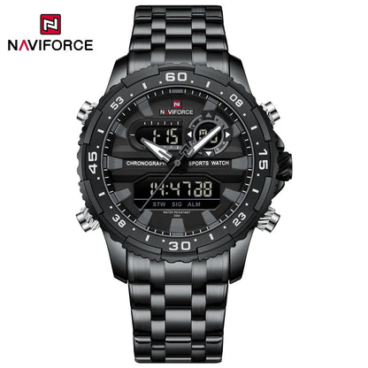 NAVIFORCE ファッションブランド メンズウォッチ ブラックゴールド クォーツ時計 スポーツ防水 ステンレスストラップ モデルNF9234  並行輸入品