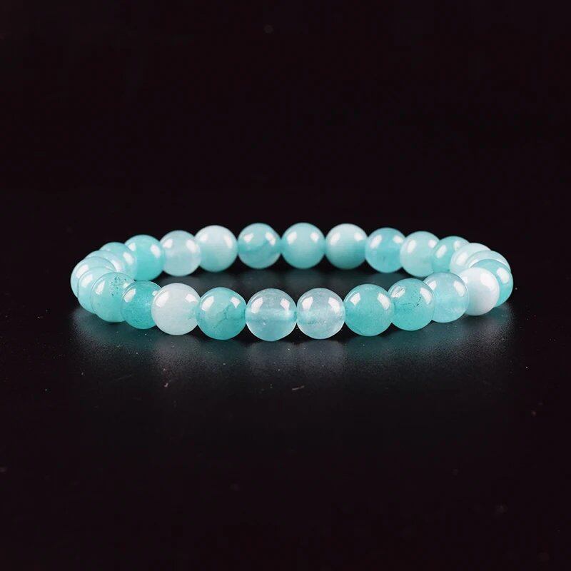 Natural Aquamarine and Agate Bead Bracelet for Women, Single Circle Crystal Bracelet, Romantic, Casual, Yoga, Meditation, Gift, Long, Parallel Import