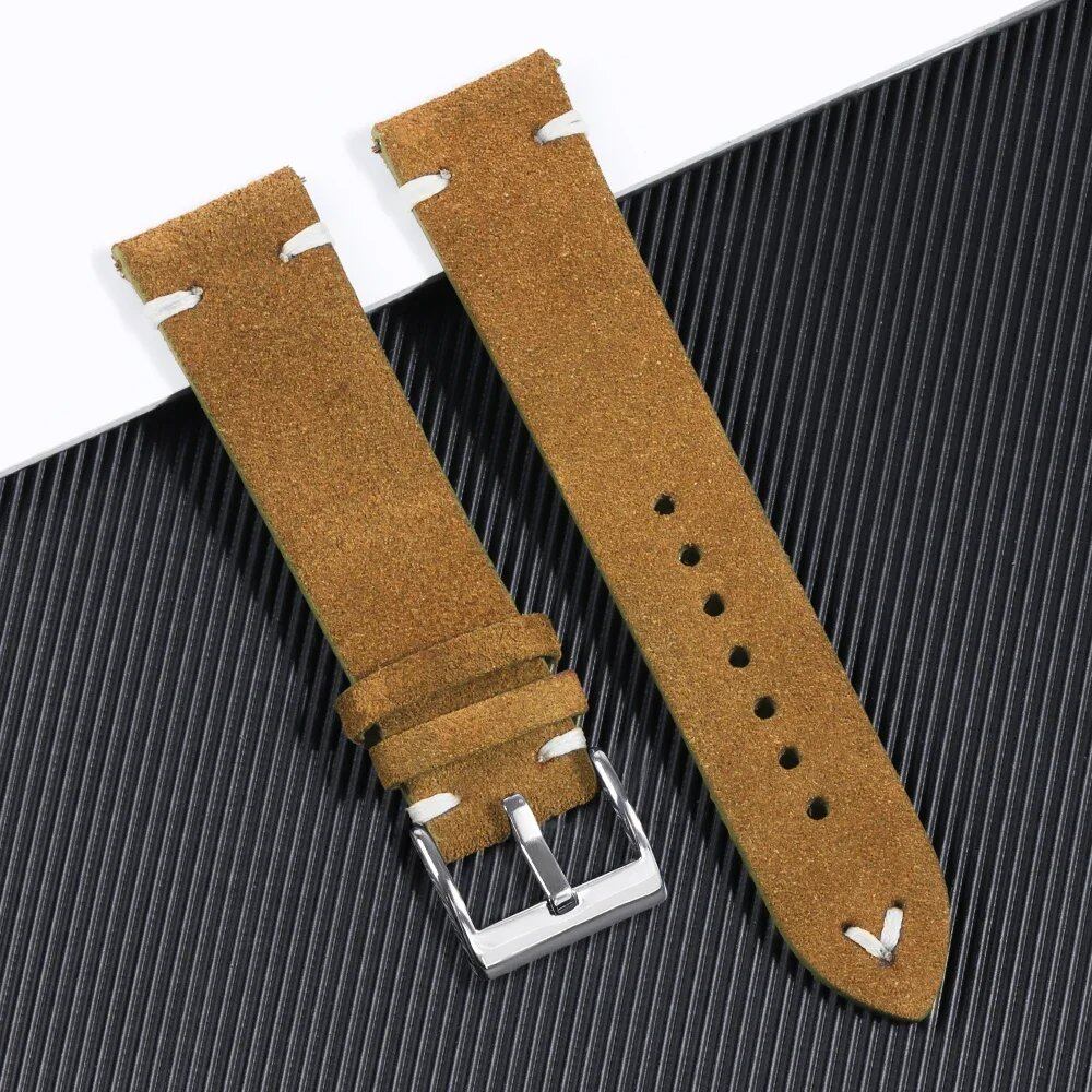Soft Suede Watch Band, 18mm, 20mm, 22mm Leather Strap, Brown, Blue, Red, Khaki, Replacement Strap, Quick Release, Men's and Women's Bracelet, Band Color: mm, Parallel Import