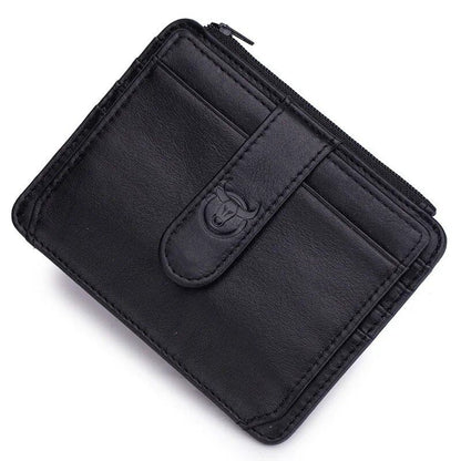 BULLCAPTAIN 本革 RFIDブロック ジッパー式 カードホルダー クレジットカード入れ スリム財布 ビジネス用 メンズ  並行輸入品
