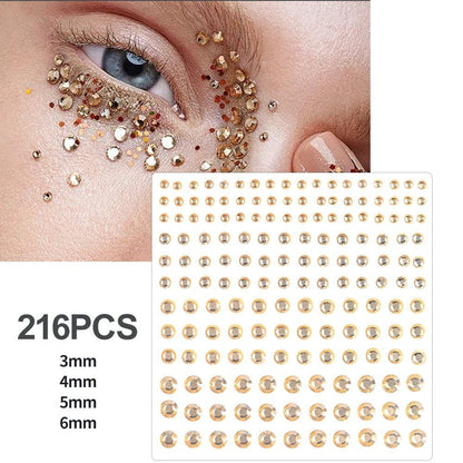 1/5/8-Piece 3D Face and Eye Tattoo Stickers for Party Makeup, Diamond Rhinestone Stickers, Self-Adhesive Mixed Crystal Face Decoration Stickers, Parallel Import