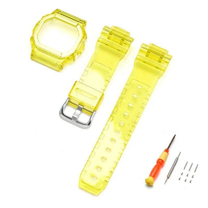 Transparent Rubber Silicone Protective Case Strap Watch Band Bracelet for Casio G-Shock DW-5600, DW-5000, GW-M5610, and GLX-5600, Band Color: 0 Series, Parallel Import