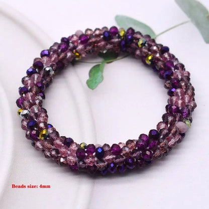 New Hair Accessory: Glass Bead Bracelet &amp; Hair Tie, Elastic Hair Rope, Simple Scrunch, Ponytail Headdress, Women's Bracelet, 18cm Long; Metal Color, Parallel Import