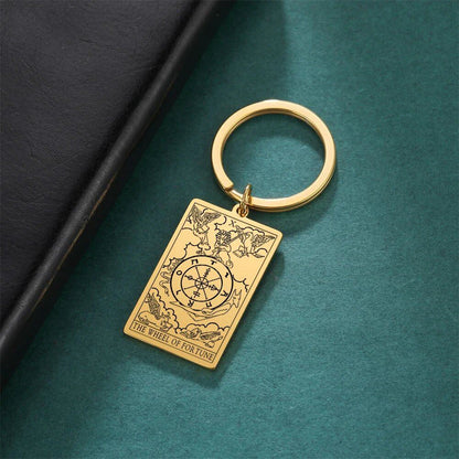 Tarot Card Keychain, Major Arcana Pendant Keyring, Vintage Amulet, Lucky, Stainless Steel, Wiccan Jewelry, Mother's Day Gift, Parallel Import