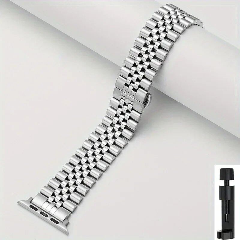 Stainless steel metal watch band for Apple Watch Series 9/8/7/6/5/4/3/SE, iWatch Ultra 2, 49mm, 45mm, 44mm, 42mm, 41mm, 40mm, 38mm. Band Color: mm. Parallel import.